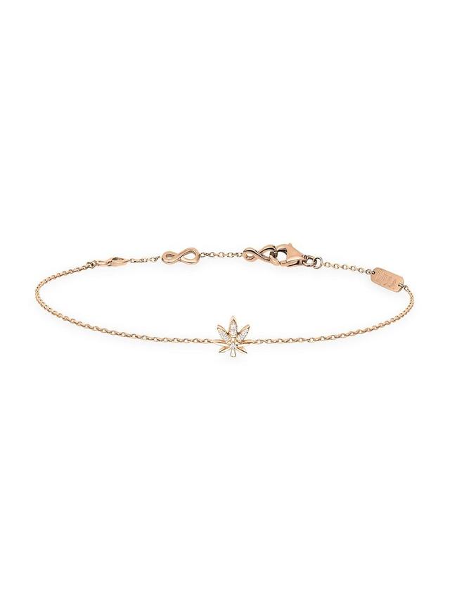 Womens Magic Touch 18K Rose Gold & Diamond Leaf Chain Bracelet - Pink Gold Product Image