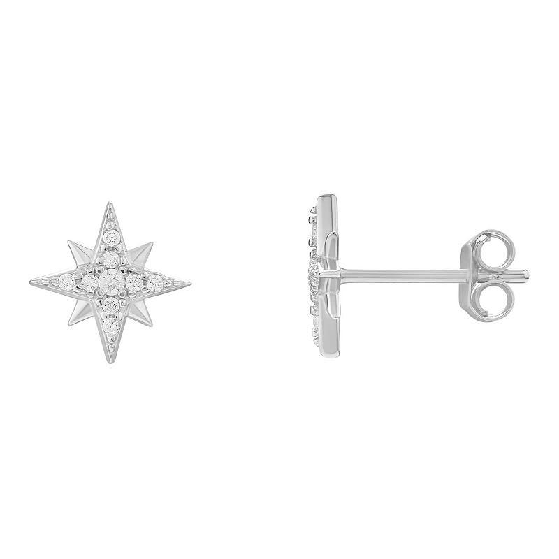 PRIMROSE Sterling Silver Cubic Zirconia Star Stud Earrings, Womens Product Image