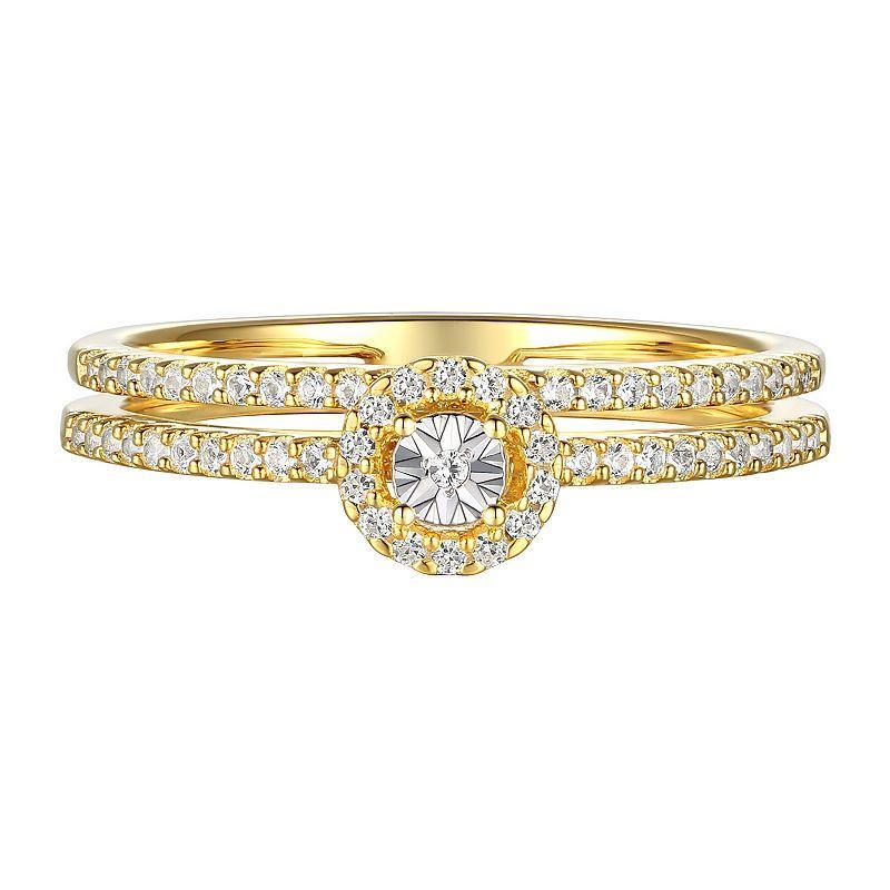 14k Gold Over Silver 1/4 Carat T.W. Diamond Ring, Womens Gold Tone Product Image