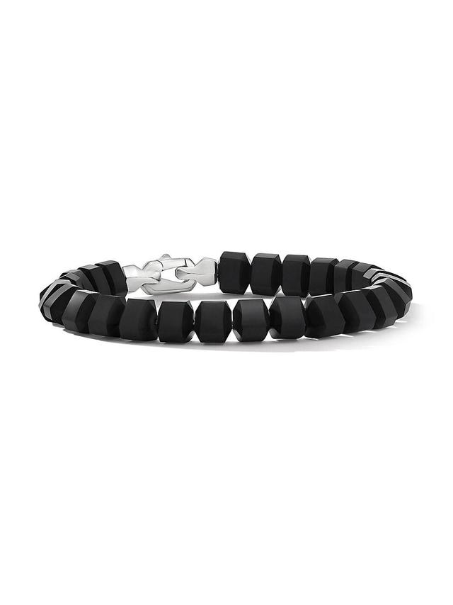 Mens Spiritual Beads Bracelet In Sterling Silver Product Image