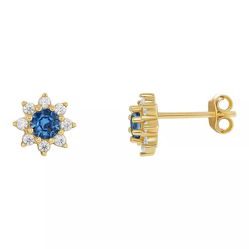 PRIMROSE Birthstone Cubic Zirconia Flower Stud Earrings, Womens, Silver Tone Sep Product Image