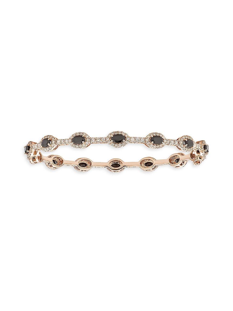 Womens 14K Rose Gold, Black Onyx & 1.98 TCW Diamond Bangle Product Image