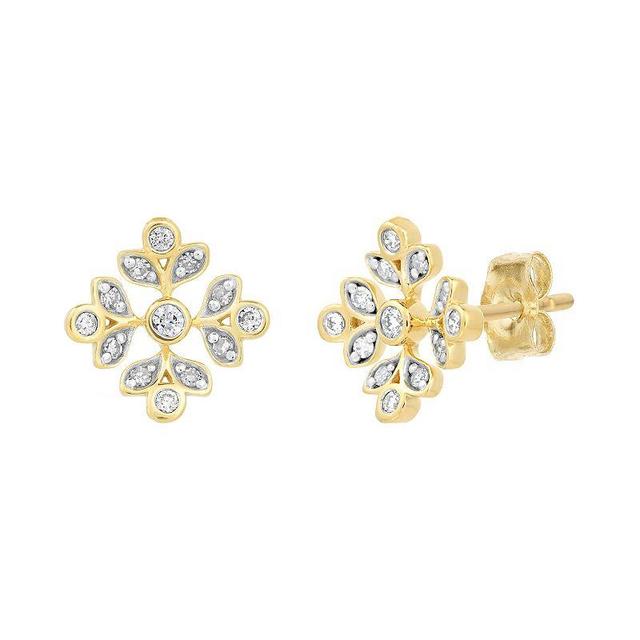 Gemminded 18k Gold Over Sterling Silver 1/8 Carat T.W. Diamond Stud Earrings, Womens, Gold Tone Product Image