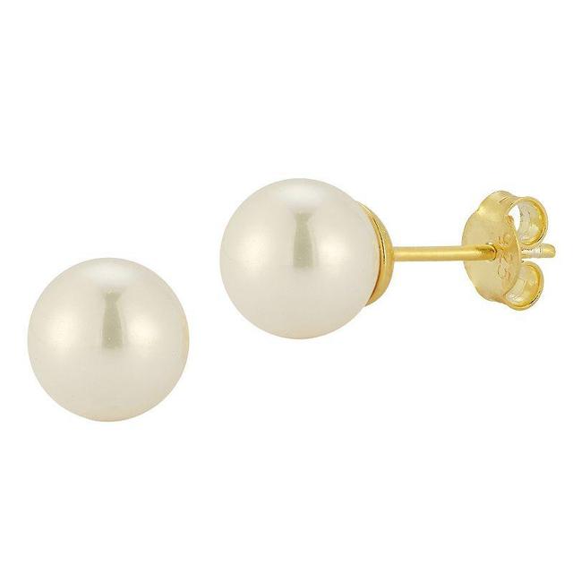 Sunkissed Sterling Freshwater Cultured Pearl Stud Earrings, Womens, Gold Tone Product Image