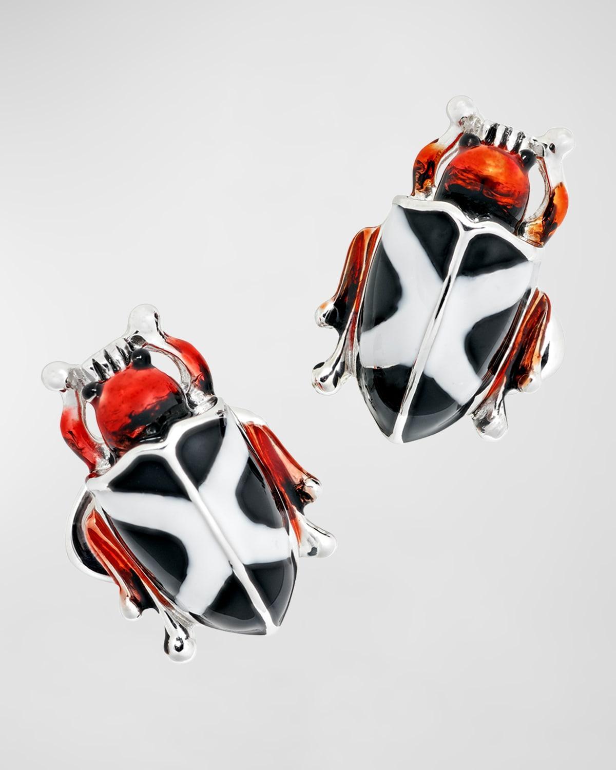 Men's Hand-Painted Enamel Beetle Cufflinks Product Image