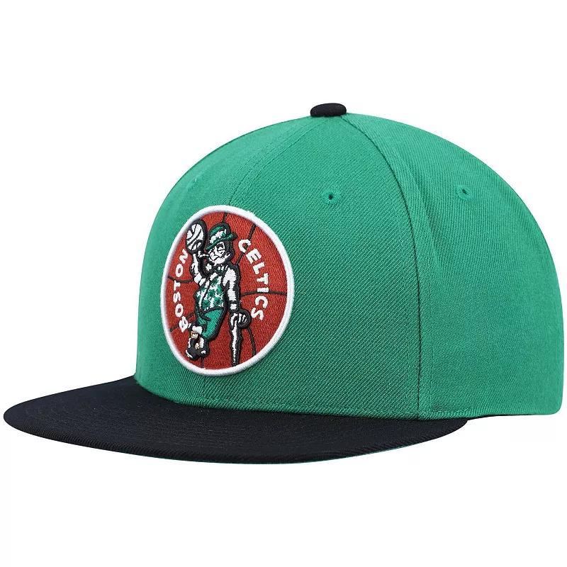 Mens Mitchell & Ness Kelly /Black Boston Celtics Hardwood Classics Team Two-Tone 2.0 Snapback Hat Product Image