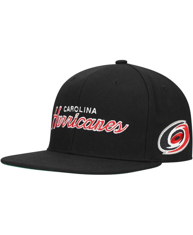 Mens Mitchell & Ness Black Carolina Hurricanes Core Team Script 2.0 Snapback Hat Product Image