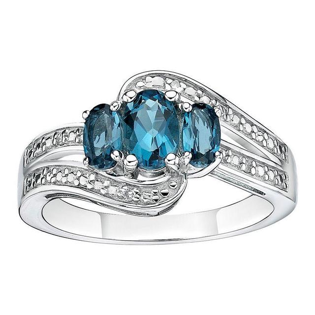 Gemminded Sterling Silver London Blue Topaz & Diamond Accent Ring, Womens Product Image