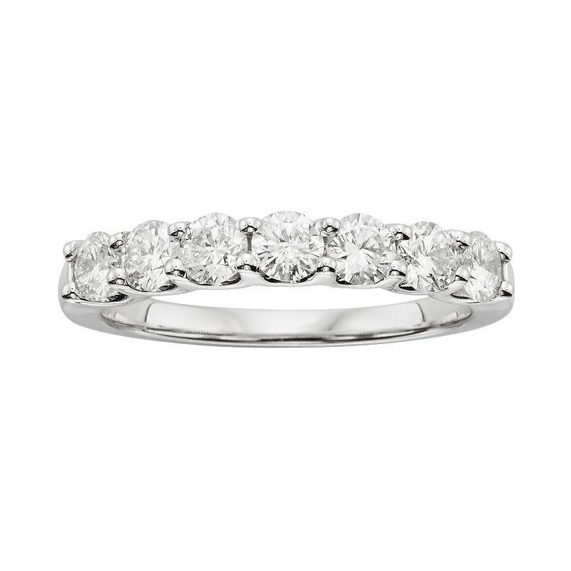 The Regal Collection 18k White Gold 1-ct. T.W. IGL Certified Round-Cut Colorless Diamond 7 Stone Band Ring, Womens Product Image