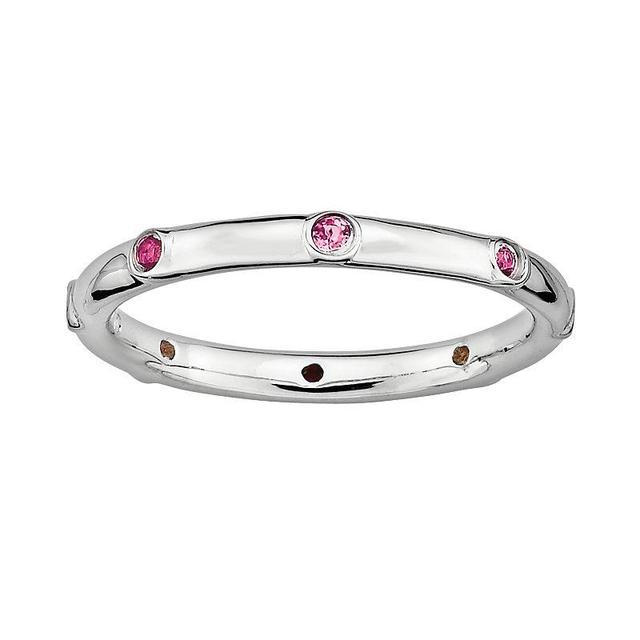 Stacks & Stones Sterling Silver Pink Tourmaline Stack Ring, Womens Product Image