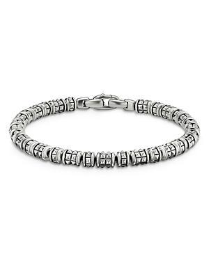 Mens Pyramid Sterling Silver Beaded Bracelet Product Image