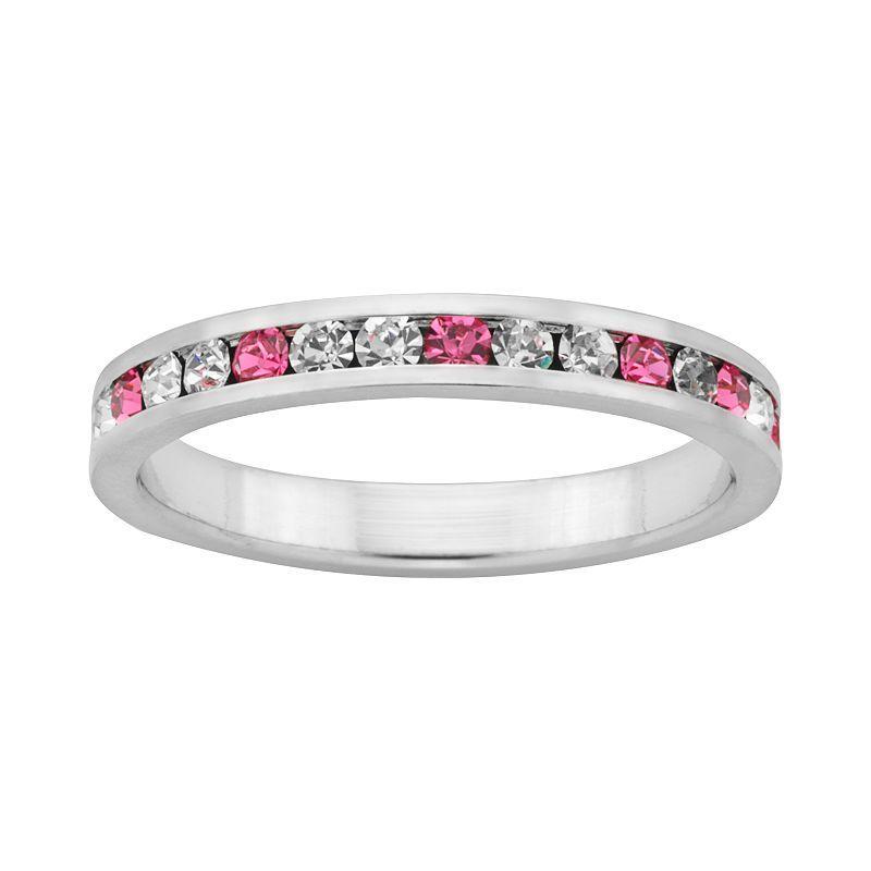 Sterling Silver Pink and White Crystal Eternity Ring, Womens Product Image