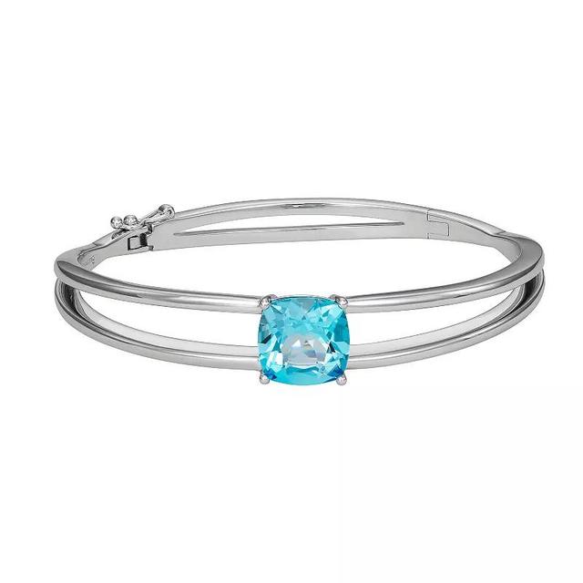 Sterling Silver Split Shank Cushion Blue Topaz Bracelet, Womens Silver Tone Product Image