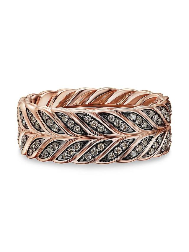 Mens Chevron Pave Band Ring in 18K Rose Gold Product Image