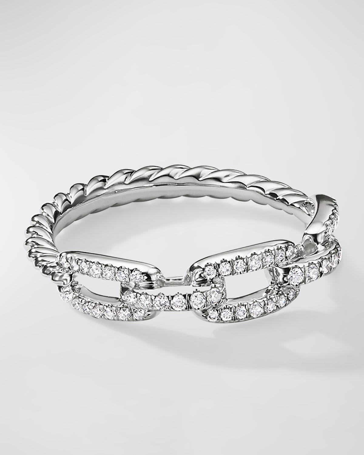 Womens Stax Chain Link Ring in 18K White Gold with Pav Diamonds Product Image