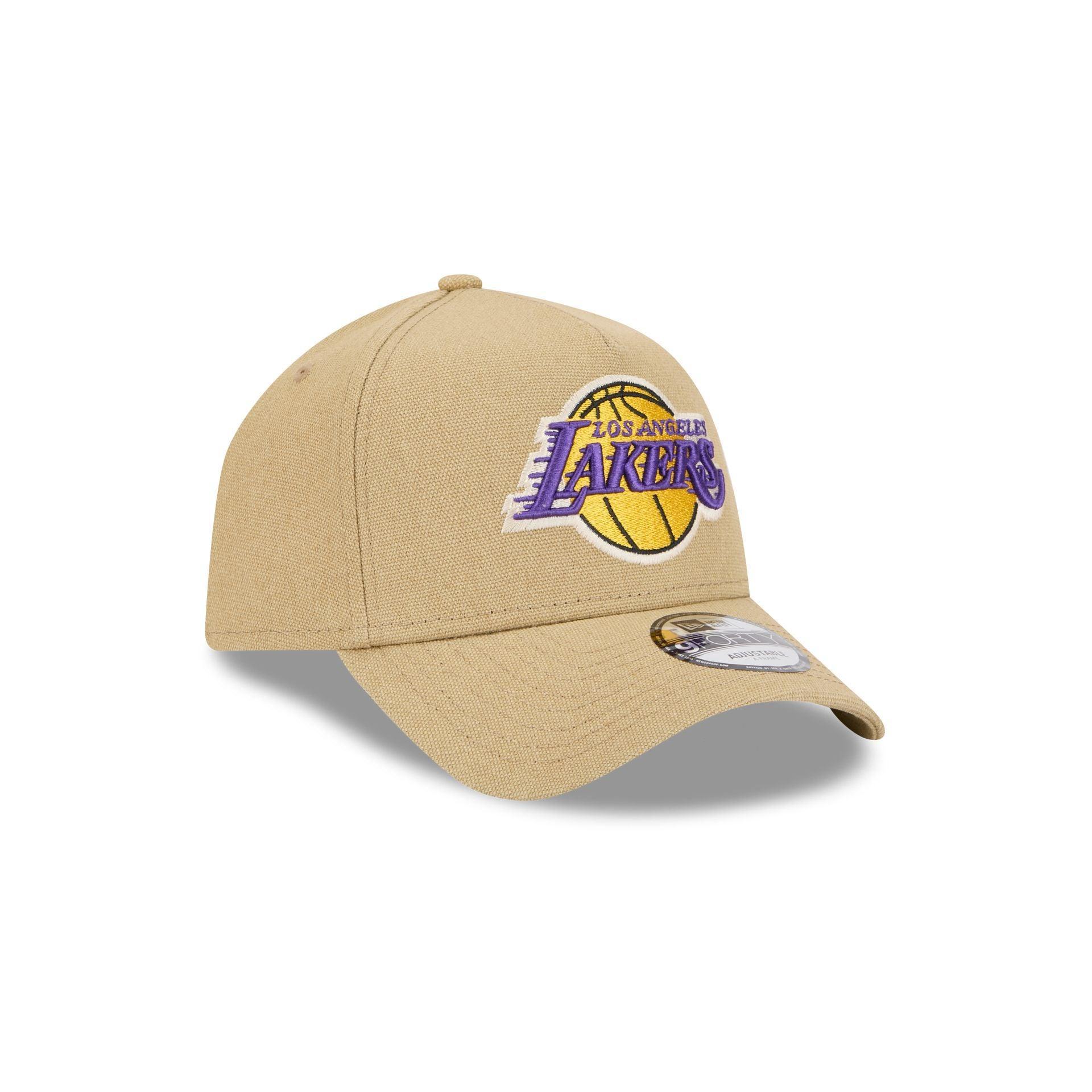 Los Angeles Lakers Logo Essentials Khaki 9FORTY A-Frame Snapback Hat Male Product Image