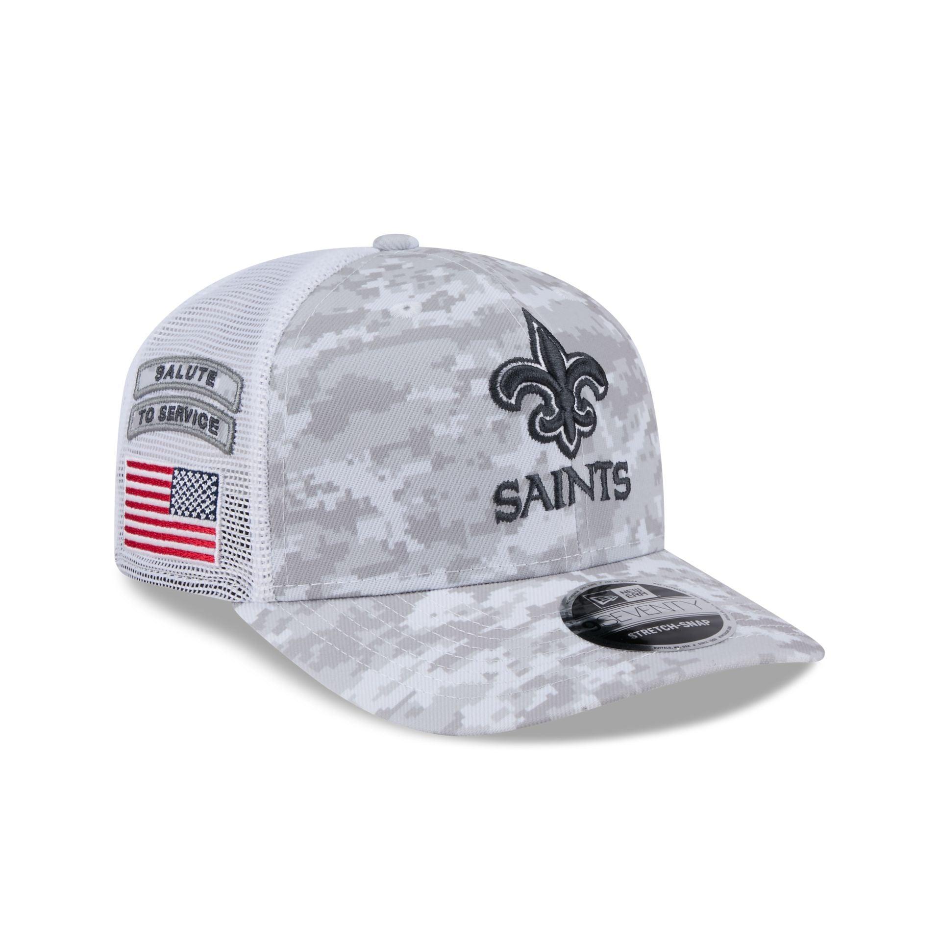 New Orleans Saints 2024 Salute to Service 9SEVENTY Trucker Hat Male Product Image