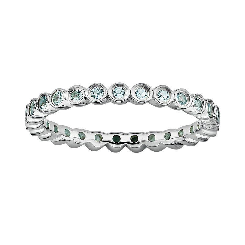 Stacks & Stones Sterling Silver Aquamarine Stack Ring, Womens Blue Product Image