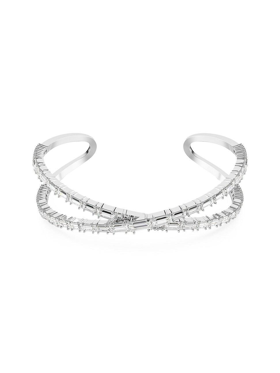 Womens Hyperbola Rhodium-Plated & Swarovski Crystal Cuff Product Image