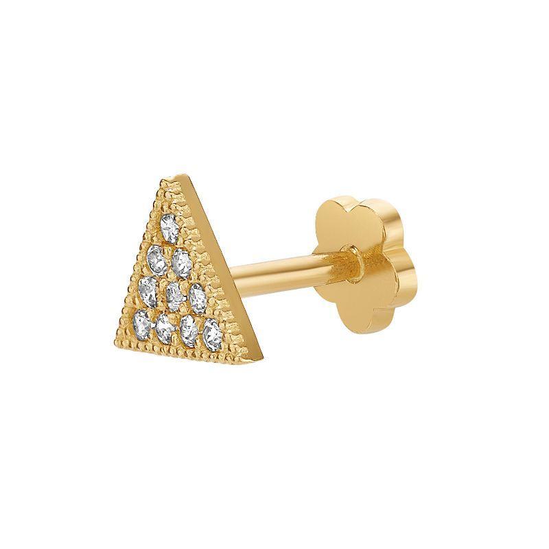 Lila Moon 14k Gold Cubic Zirconia Triangle Cartilage Stud Earring, Womens, Yellow Product Image