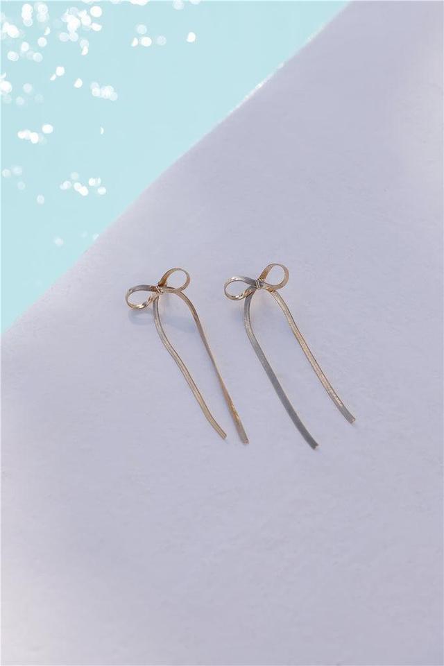 14k Gold Plated Bille Bow Earrings Gold Product Image