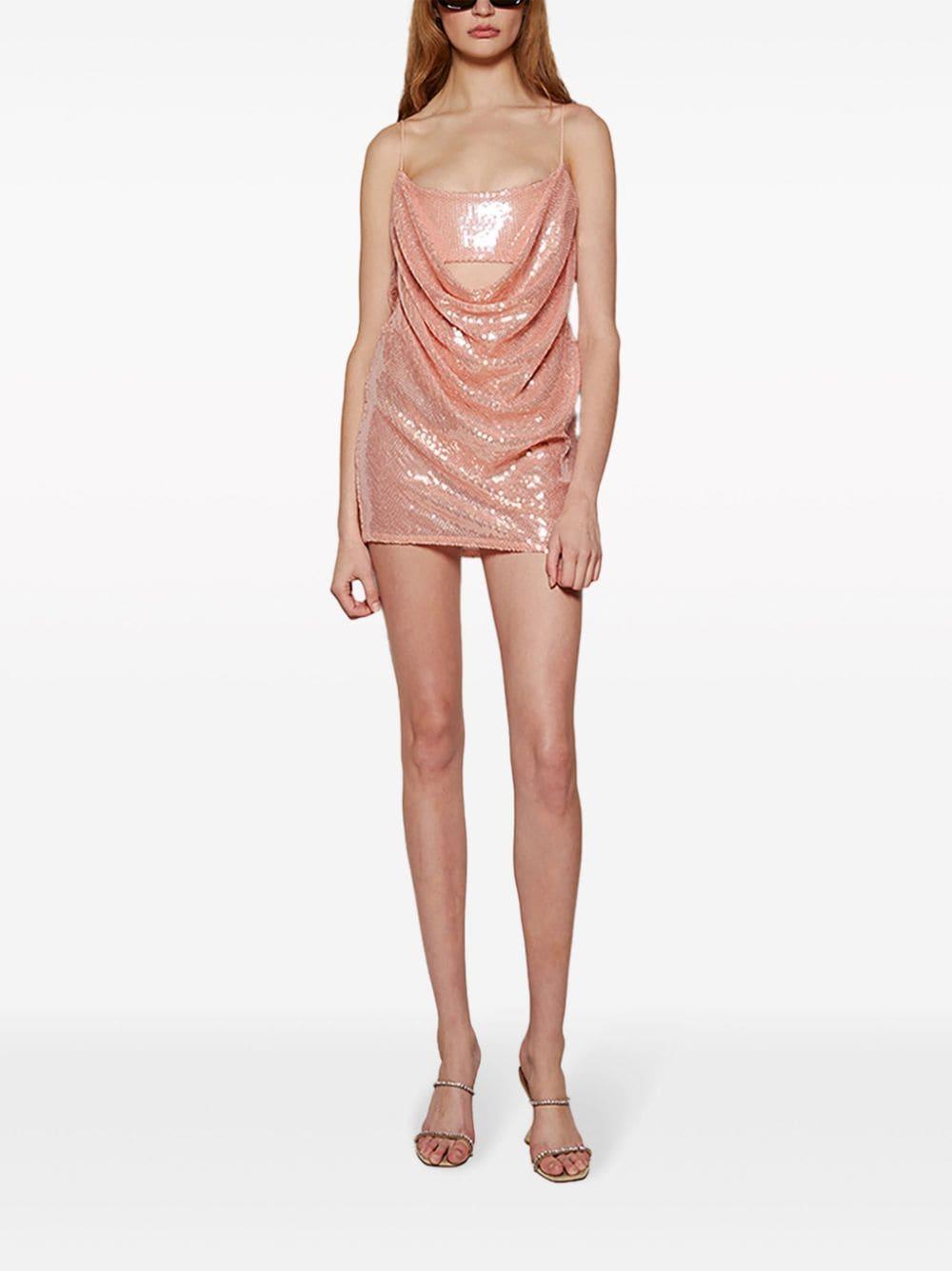 Sequined Mini Dress In Peach Product Image