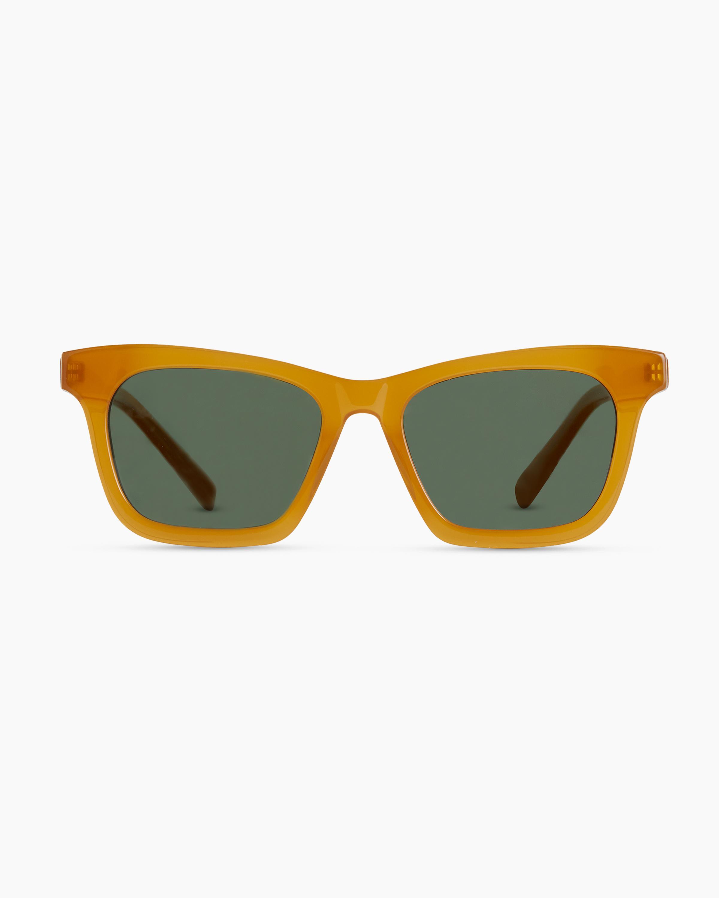 Luna Polarized Acetate Sunglasses in Honey with Green lens, Size Narrow, Cellulose Acetate by Quince Product Image