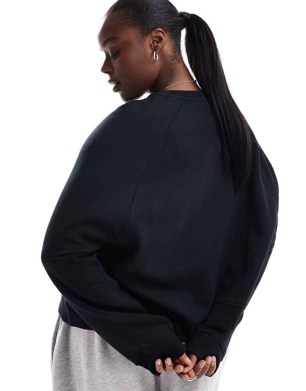 ASOS DESIGN Curve oversized sweatshirt with raglan detail in black Product Image