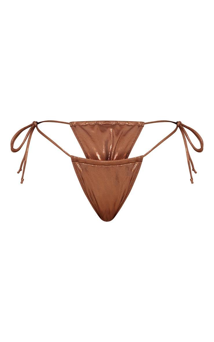 Brown Shimmer Tie Side Bikini Bottoms Product Image