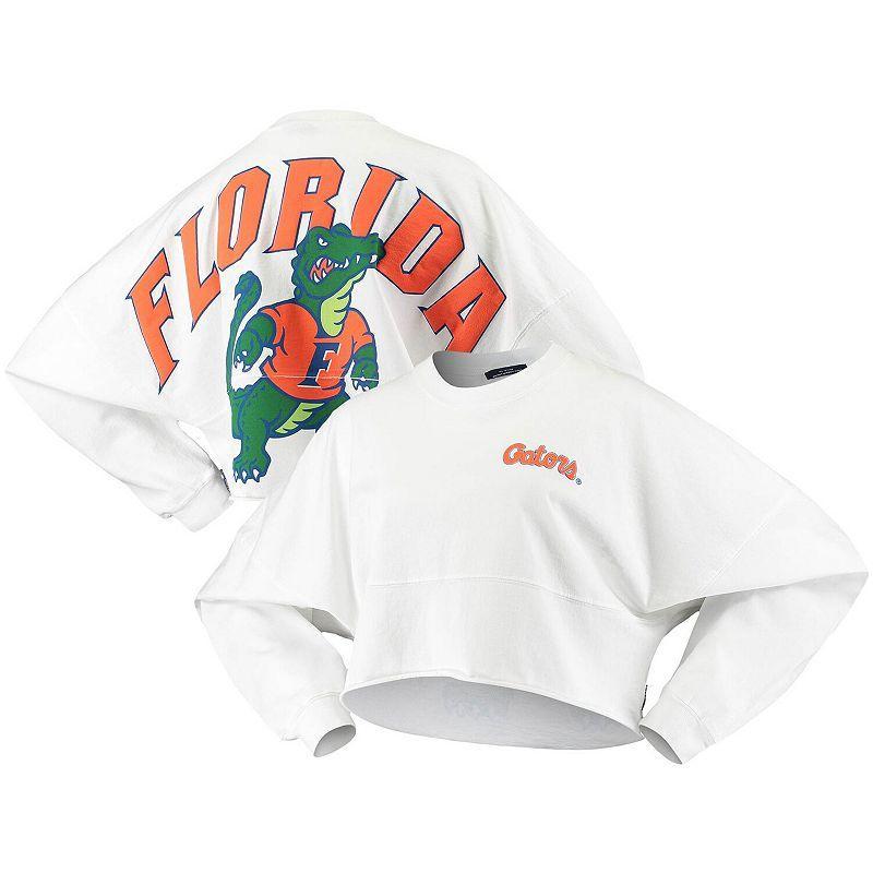 Womens White Florida Gators Raw Hem Cropped Long Sleeve T-shirt Product Image