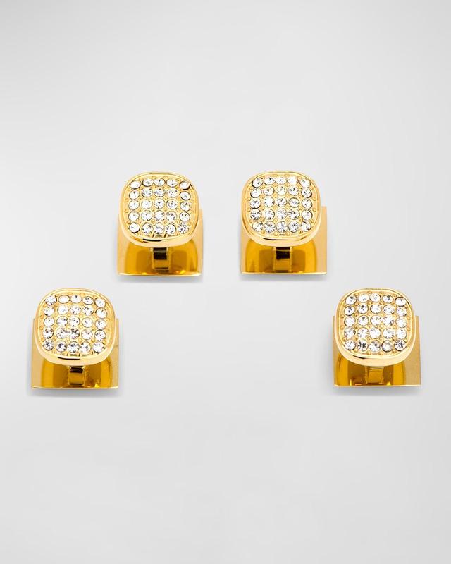 Mens Gold-Tone Crystal Pave Shirt Studs Product Image