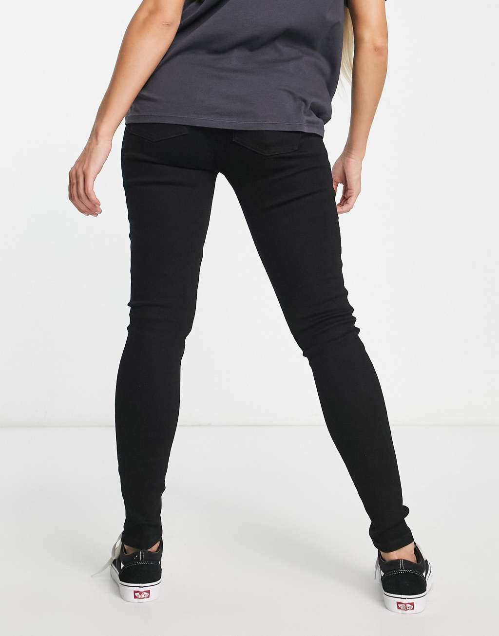 ASOS DESIGN Maternity skinny jean with over bump in black Product Image