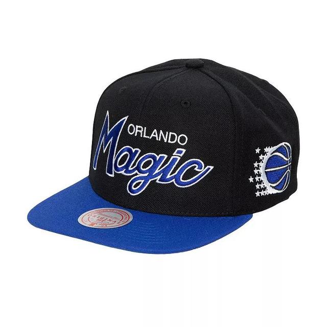 Mens Mitchell & Ness Black Orlando Magic Hardwood Classics MVP Team Script 2.0 Snapback Hat Product Image