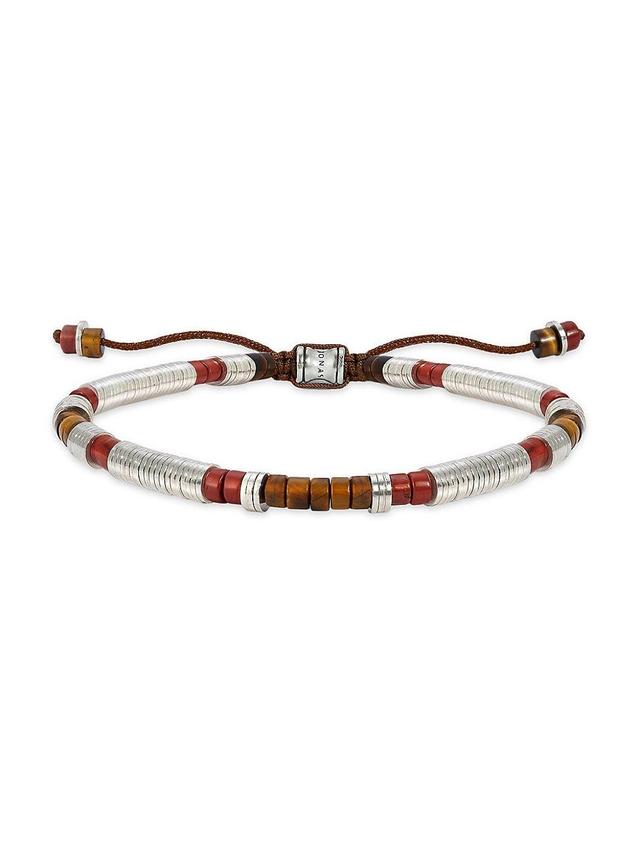 Mens Washington Square Tiger Eye, Red Jasper, & Sterling Silver Beaded Bracelet Product Image