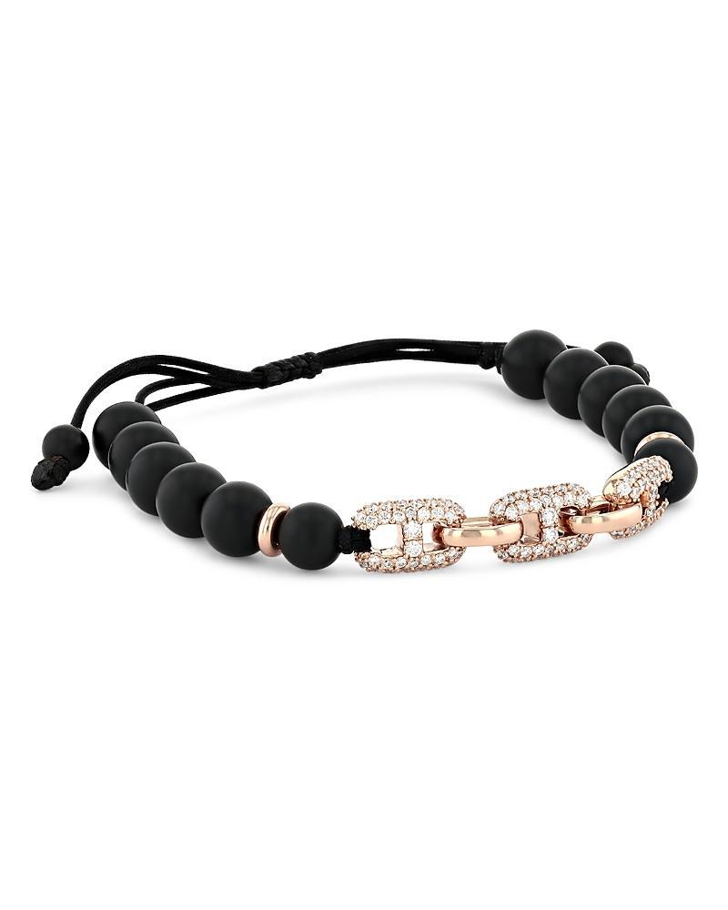 Executive 18K Rose Gold, Onyx, & 1.16 TCW Diamond Beaded Rope Bracelet Product Image