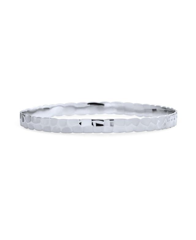 Bling Jewelry Medium Textured Stackable Hammered Bangle For Women Teens Matte .925 Sterling Silver Product Image