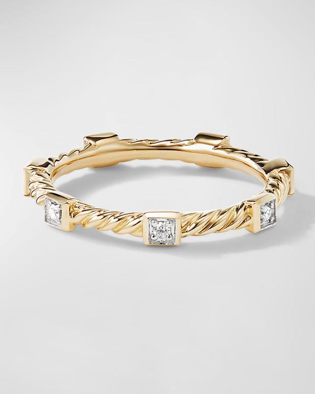 Womens Cable Collectibles Stack Ring in 18K Yellow Gold with Diamonds Product Image