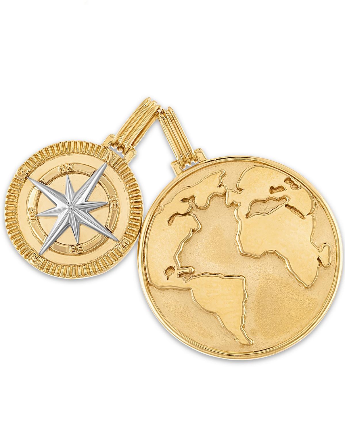 Esquire Mens Jewelry 2-Pc. Set Globe & Compass Amulet Pendants in 14k Gold-Plated Sterling Silver, Created for Macys Product Image