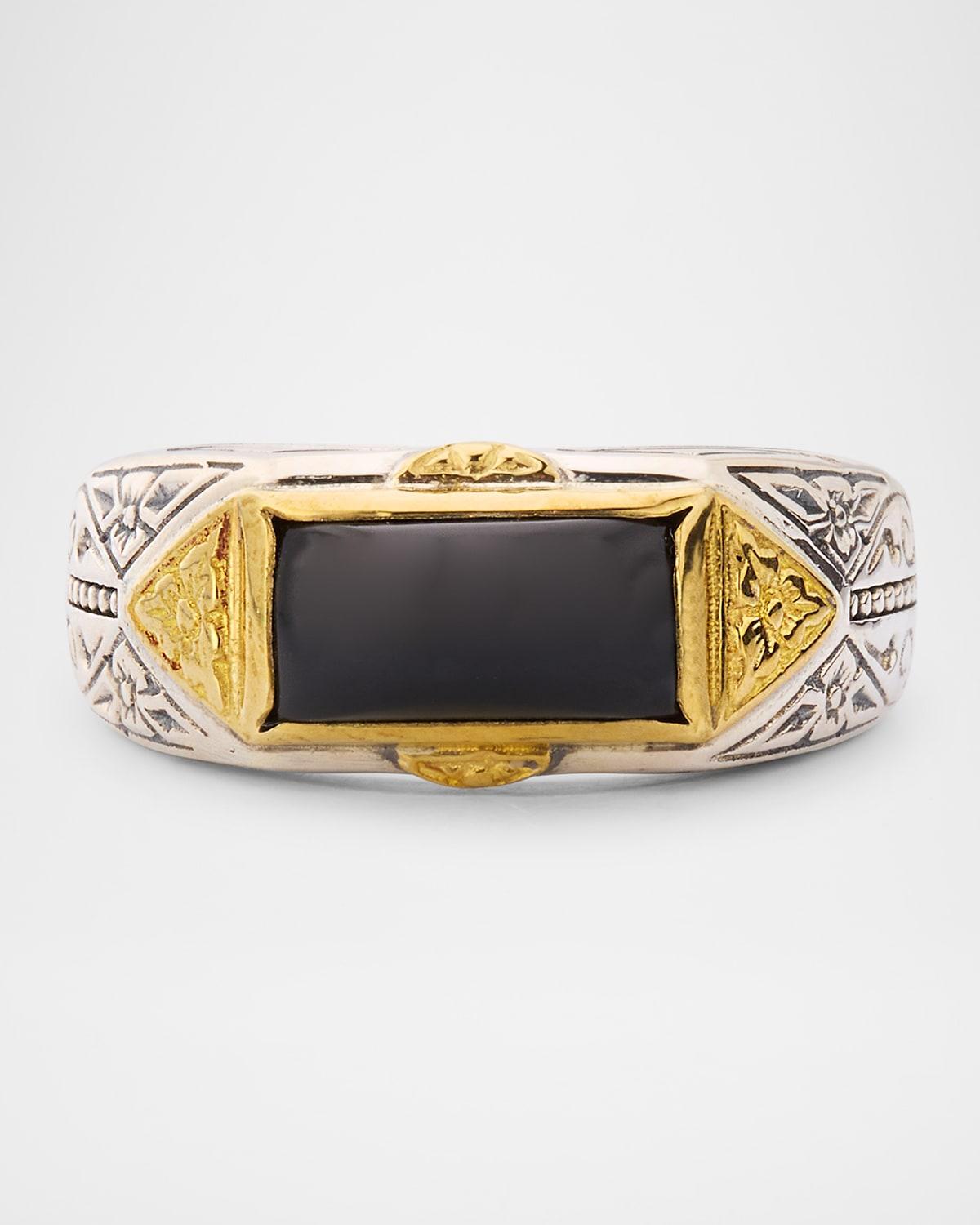 Men's Sterling Silver and Bronze Black Onyx Ring Product Image