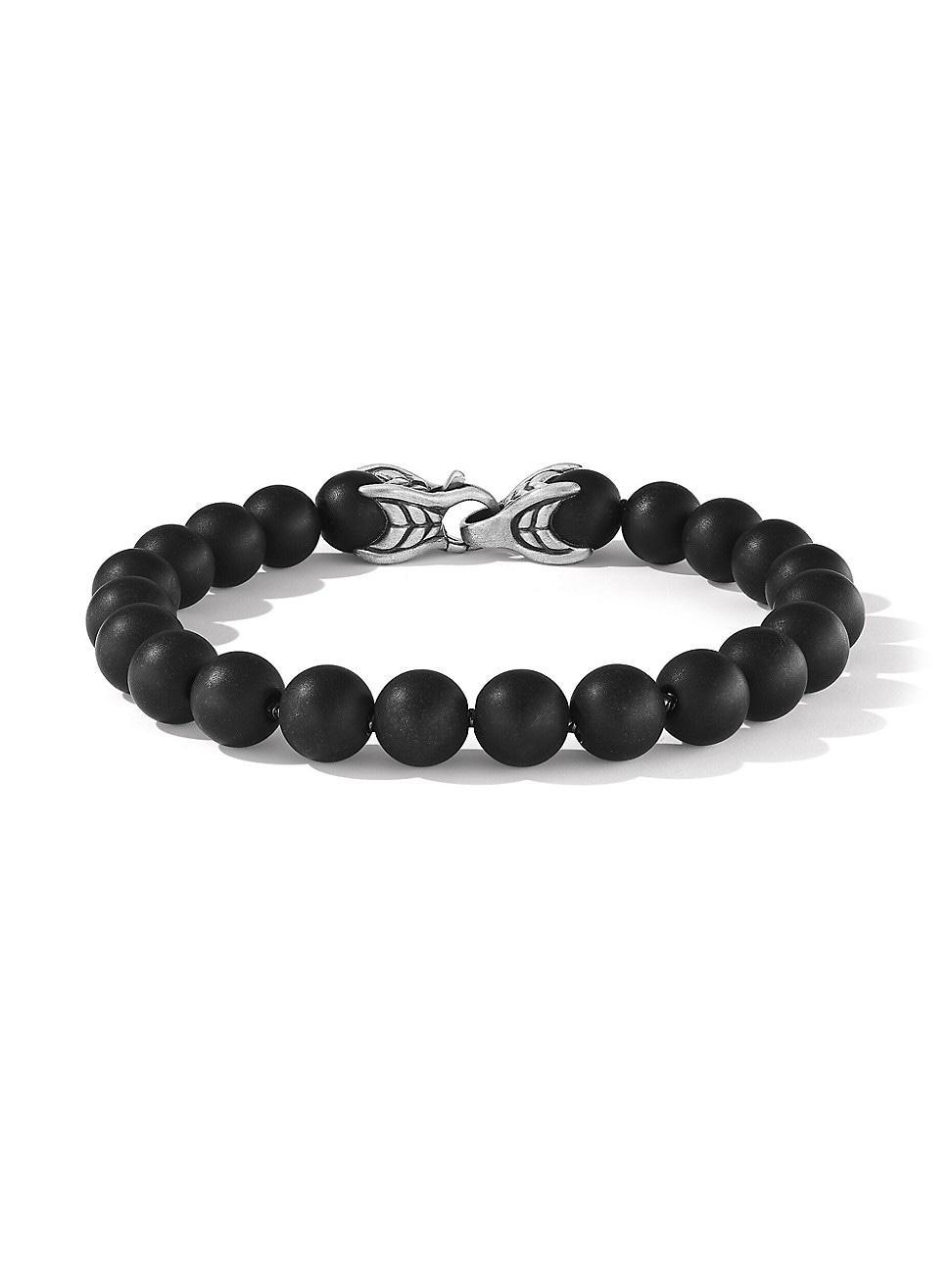 Mens Spiritual Beads Bracelet in Sterling Silver Product Image