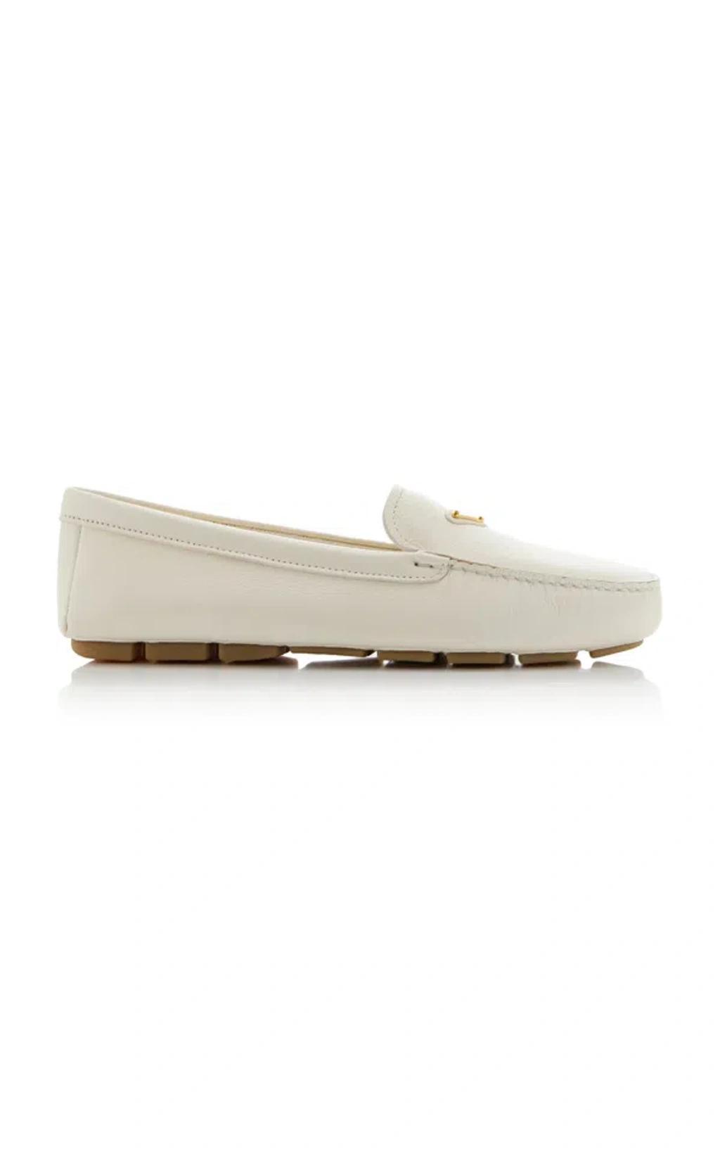 PRADA Leather Loafer In Ivory Product Image