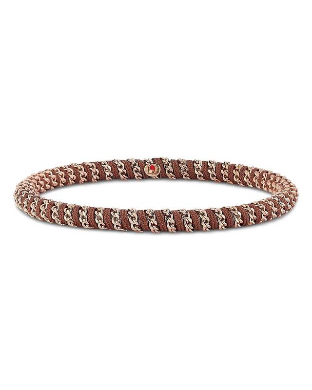 Roberto Demeglio Mens 18K Rose Gold Gio Brown Nautical Cord Stretch Bracelet Product Image