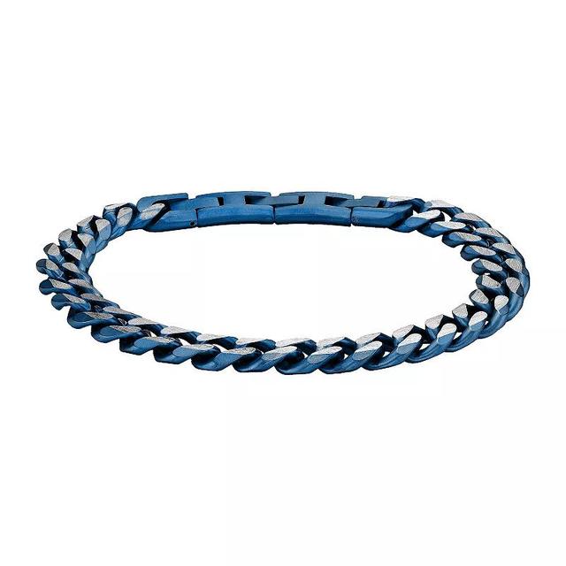 Mens LYNX Blue Ion-Plated Stainless Steel 8mm Curb Chain Bracelet Product Image