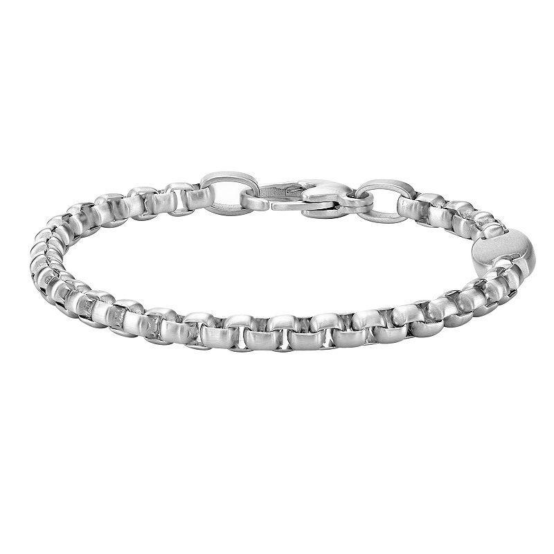 Mens LYNX Stainless Steel Round Box Chain Bracelet White Product Image