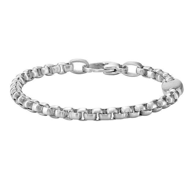 Mens LYNX Stainless Steel Round Box Chain Bracelet White Product Image