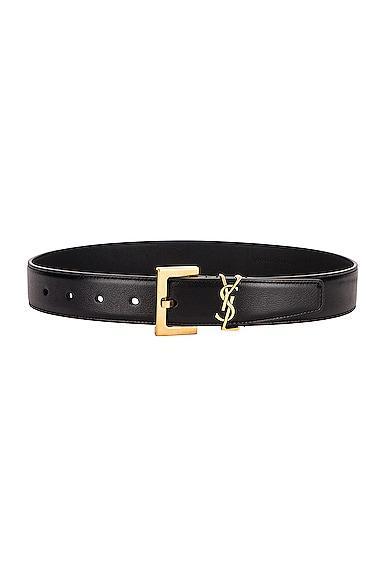 Saint Laurent Monogramme Belt Black. Size 95 (also in 65, 70, 75, 80, 85, 90). Product Image