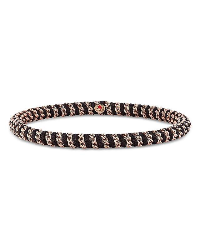 Roberto Demeglio Mens 18K Rose Gold Gio Black Nautical Cord Stretch Bracelet Product Image