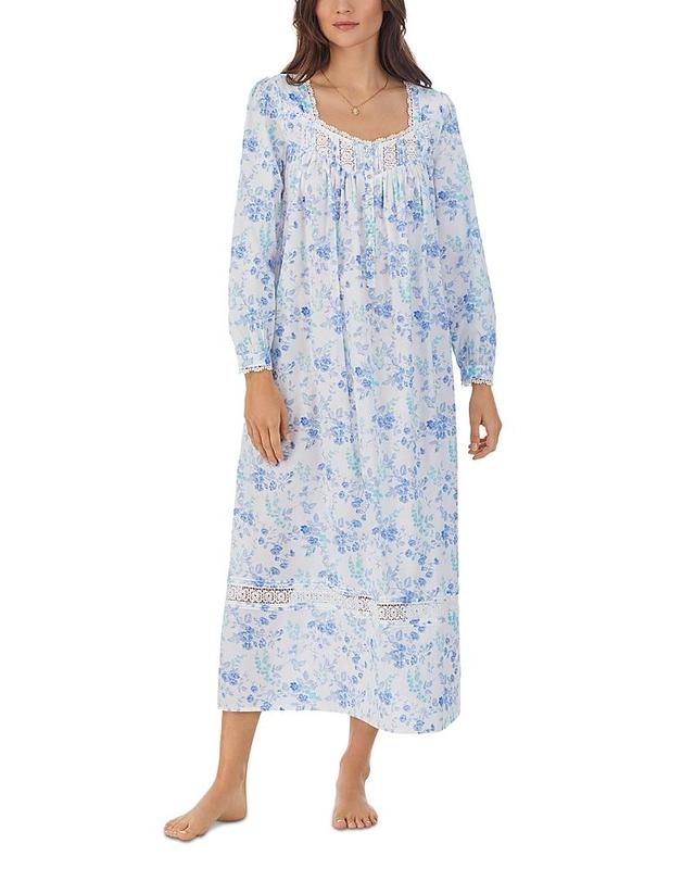 Eileen West Long Sleeve Ballet Gown (Blue Floral) Women's Pajama Product Image