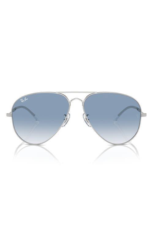 RAY BAN Ray-ban Old Aviator 62mm Oversize Sunglasses In Silver Sky Blue Gradient Product Image