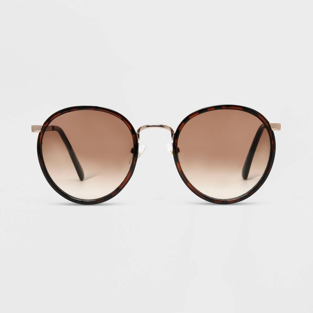 Womens Tortoise Print Shiny Plastic Round Sunglasses - Universal Thread Brown Product Image